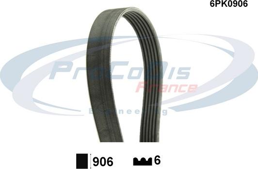 Procodis France 6PK0906 - Courroie trapézoïdale à nervures cwaw.fr