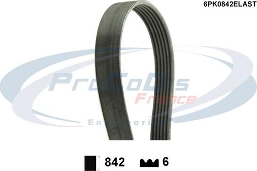 Procodis France 6PK0842ELAST - Courroie trapézoïdale à nervures cwaw.fr