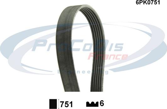 Procodis France 6PK0751 - Courroie trapézoïdale à nervures cwaw.fr