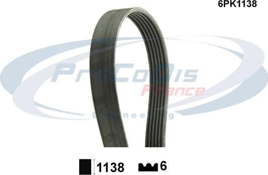 Procodis France 6PK1138 - Courroie trapézoïdale à nervures cwaw.fr