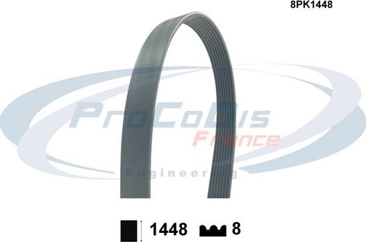 Procodis France 8PK1448 - Courroie trapézoïdale à nervures cwaw.fr