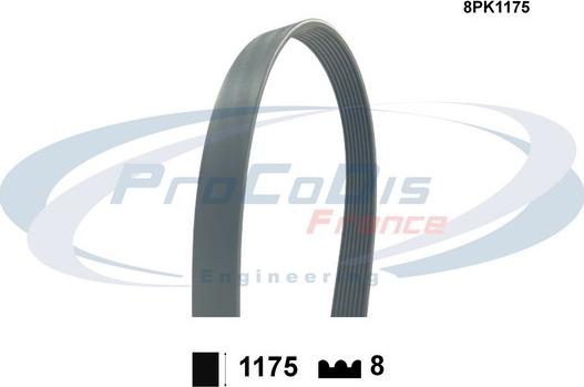 Procodis France 8PK1175 - Courroie trapézoïdale à nervures cwaw.fr