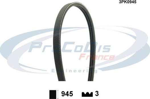 Procodis France 3PK0945 - Courroie trapézoïdale à nervures cwaw.fr