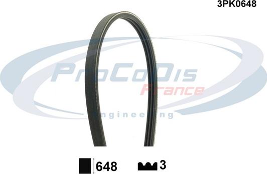 Procodis France 3PK0648 - Courroie trapézoïdale à nervures cwaw.fr