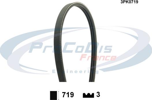 Procodis France 3PK0719 - Courroie trapézoïdale à nervures cwaw.fr