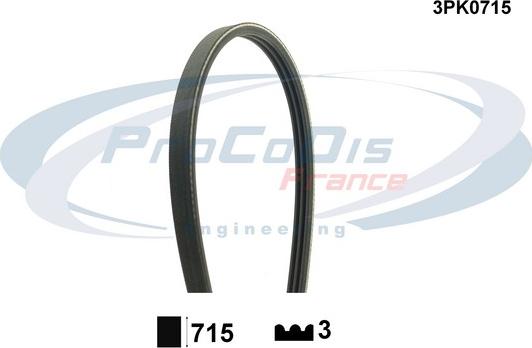 Procodis France 3PK0715 - Courroie trapézoïdale à nervures cwaw.fr