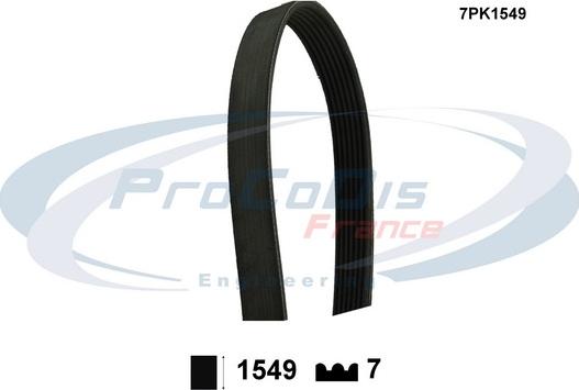 Procodis France 7PK1549 - Courroie trapézoïdale à nervures cwaw.fr