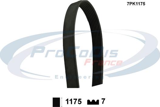 Procodis France 7PK1175 - Courroie trapézoïdale à nervures cwaw.fr