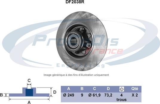 Procodis France DF2038R - Disque de frein cwaw.fr