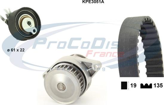 Procodis France KPE3051A - Pompe à eau + kit de courroie de distribution cwaw.fr