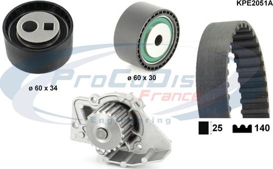 Procodis France KPE2051A - Pompe à eau + kit de courroie de distribution cwaw.fr