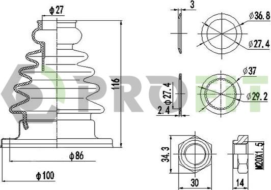 Profit 2810-0014 XLB - Joint-soufflet, arbre de commande cwaw.fr