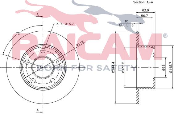 Raicam RD00871 - Disque de frein cwaw.fr