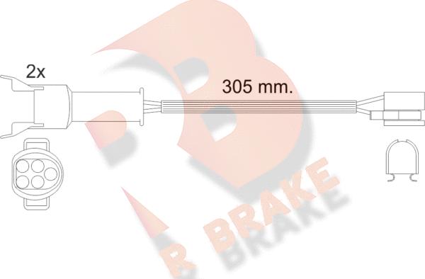 R Brake 610449RB - Contact d'avertissement, usure des plaquettes de frein cwaw.fr