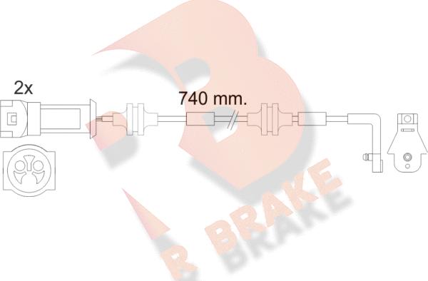 R Brake 610446RB - Contact d'avertissement, usure des plaquettes de frein cwaw.fr