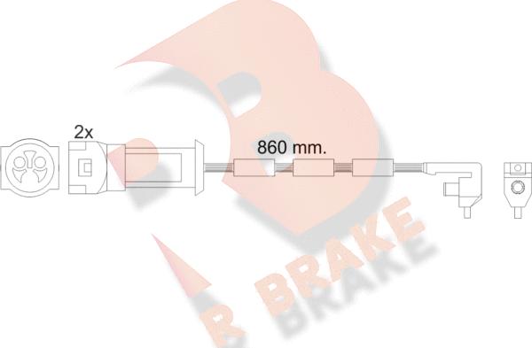 R Brake 610450RB - Contact d'avertissement, usure des plaquettes de frein cwaw.fr