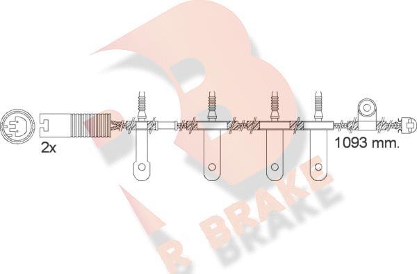 R Brake 610501RB - Contact d'avertissement, usure des plaquettes de frein cwaw.fr