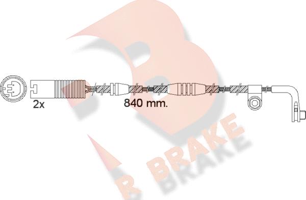 R Brake 610502RB - Contact d'avertissement, usure des plaquettes de frein cwaw.fr