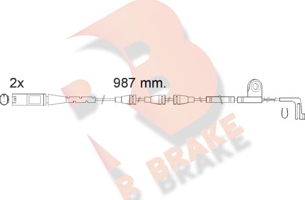 R Brake 610571RB - Contact d'avertissement, usure des plaquettes de frein cwaw.fr