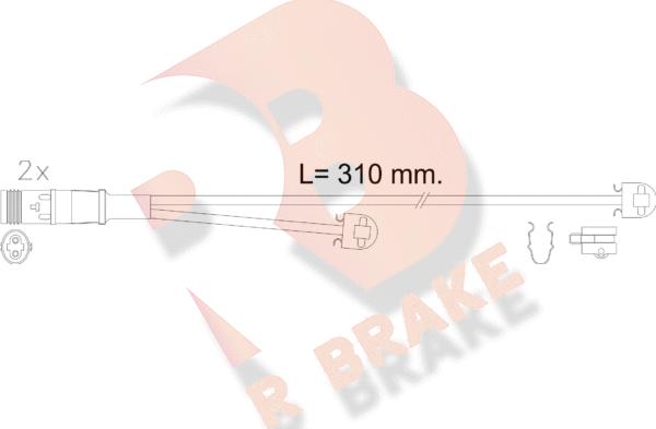 R Brake 610613RB - Contact d'avertissement, usure des plaquettes de frein cwaw.fr