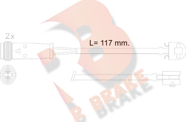 R Brake 610612RB - Contact d'avertissement, usure des plaquettes de frein cwaw.fr