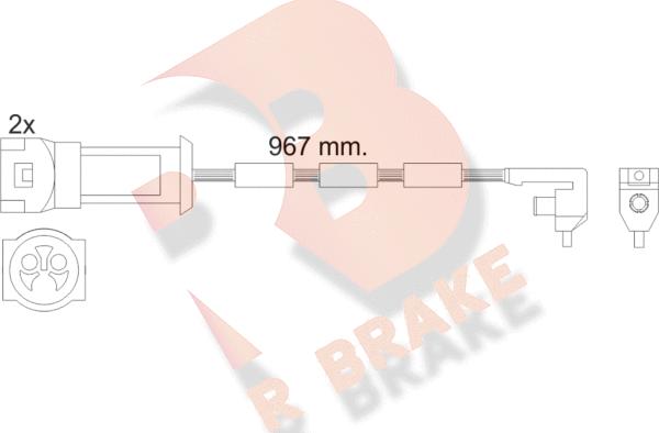 R Brake 610069RB - Contact d'avertissement, usure des plaquettes de frein cwaw.fr