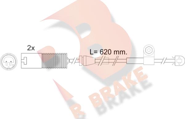 R Brake 610396RB - Contact d'avertissement, usure des plaquettes de frein cwaw.fr