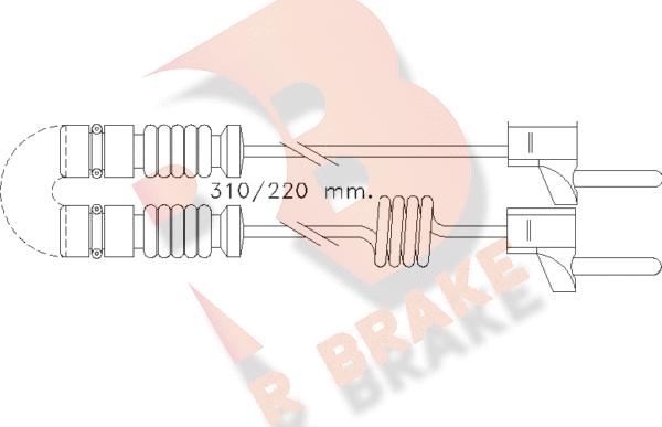 R Brake 610221RB - Contact d'avertissement, usure des plaquettes de frein cwaw.fr