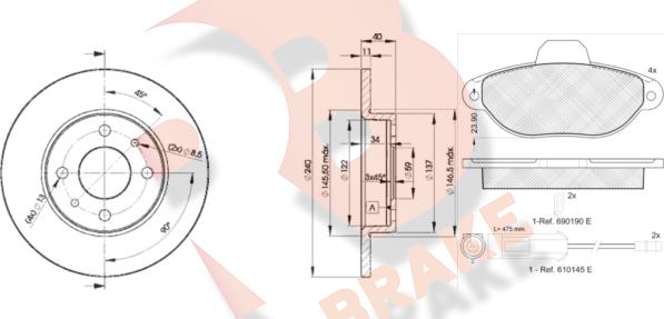 R Brake 3R09533465 - Kit de freins, frein à disques cwaw.fr