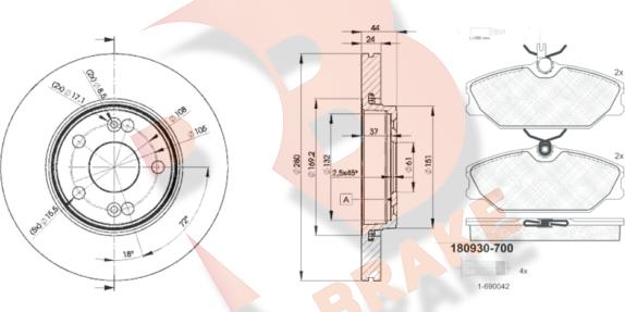 R Brake 3R09306198 - Kit de freins, frein à disques cwaw.fr