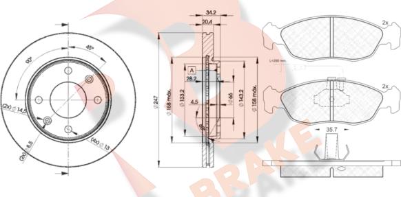 R Brake 3R09324694 - Kit de freins, frein à disques cwaw.fr