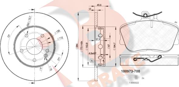 R Brake 3R09733180 - Kit de freins, frein à disques cwaw.fr