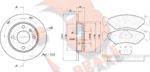 R Brake 3R07761062 - Kit de freins, frein à disques cwaw.fr