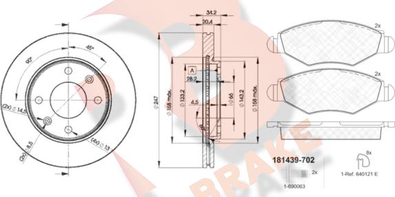 R Brake 3R14394694 - Kit de freins, frein à disques cwaw.fr