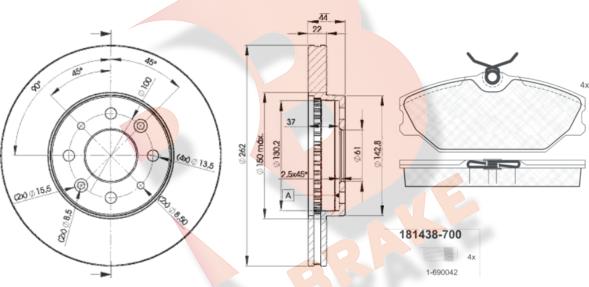 R Brake 3R14382232 - Kit de freins, frein à disques cwaw.fr