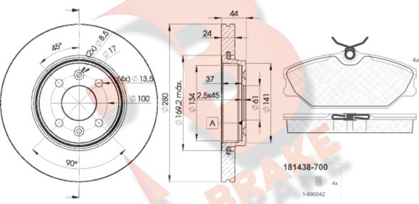 R Brake 3R14387829 - Kit de freins, frein à disques cwaw.fr