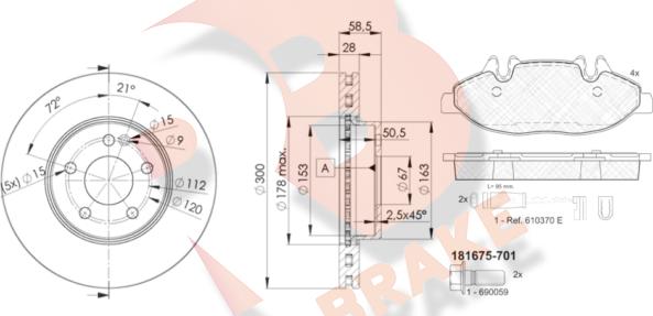 R Brake 3R16750415 - Kit de freins, frein à disques cwaw.fr