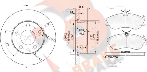 R Brake 3R10544682 - Kit de freins, frein à disques cwaw.fr