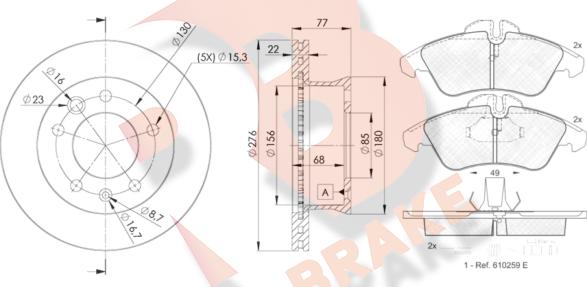 R Brake 3R11040181 - Kit de freins, frein à disques cwaw.fr