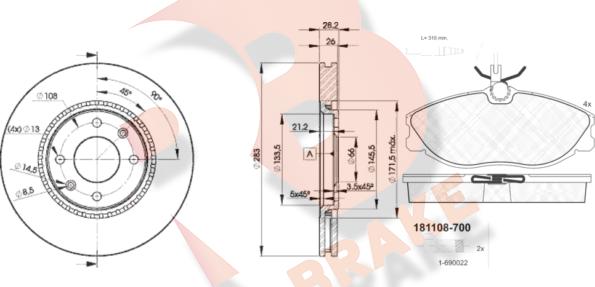 R Brake 3R11087406 - Kit de freins, frein à disques cwaw.fr