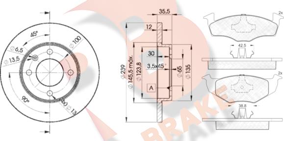 R Brake 3R11193300 - Kit de freins, frein à disques cwaw.fr