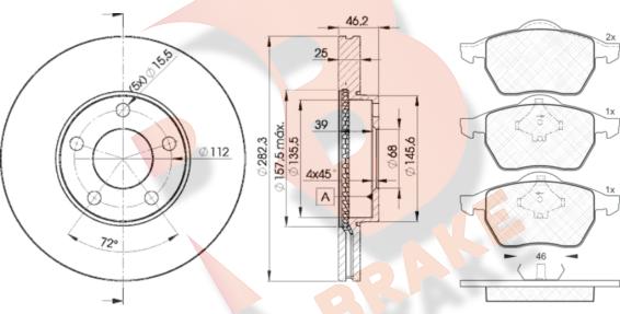 R Brake 3R11385306 - Kit de freins, frein à disques cwaw.fr