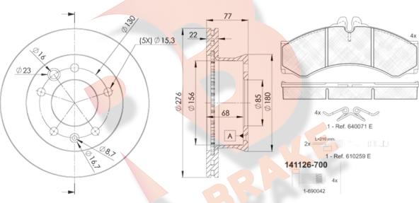 R Brake 3R1126-0181 - Kit de freins, frein à disques cwaw.fr