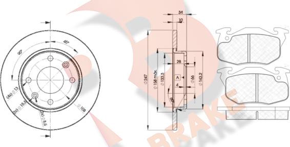 R Brake 3R11204689 - Kit de freins, frein à disques cwaw.fr