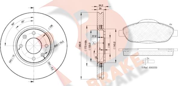 R Brake 3R18514752 - Kit de freins, frein à disques cwaw.fr