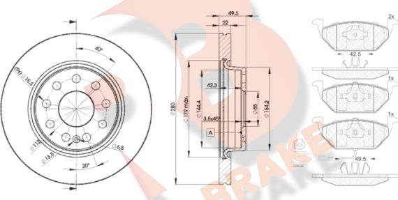 R Brake 3R13495614 - Kit de freins, frein à disques cwaw.fr