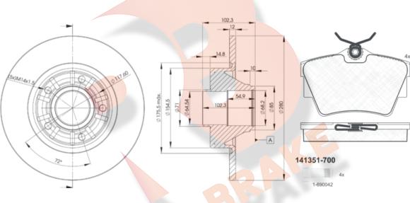 R Brake 3R13516846 - Kit de freins, frein à disques cwaw.fr