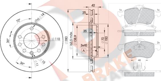 R Brake 3R12489060 - Kit de freins, frein à disques cwaw.fr