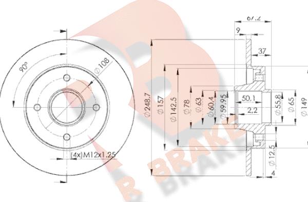 R Brake 78RBD14744 - Disque de frein cwaw.fr