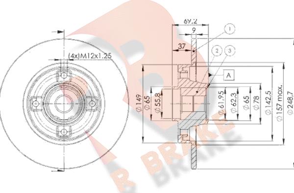 R Brake 78RBD14745 - Disque de frein cwaw.fr